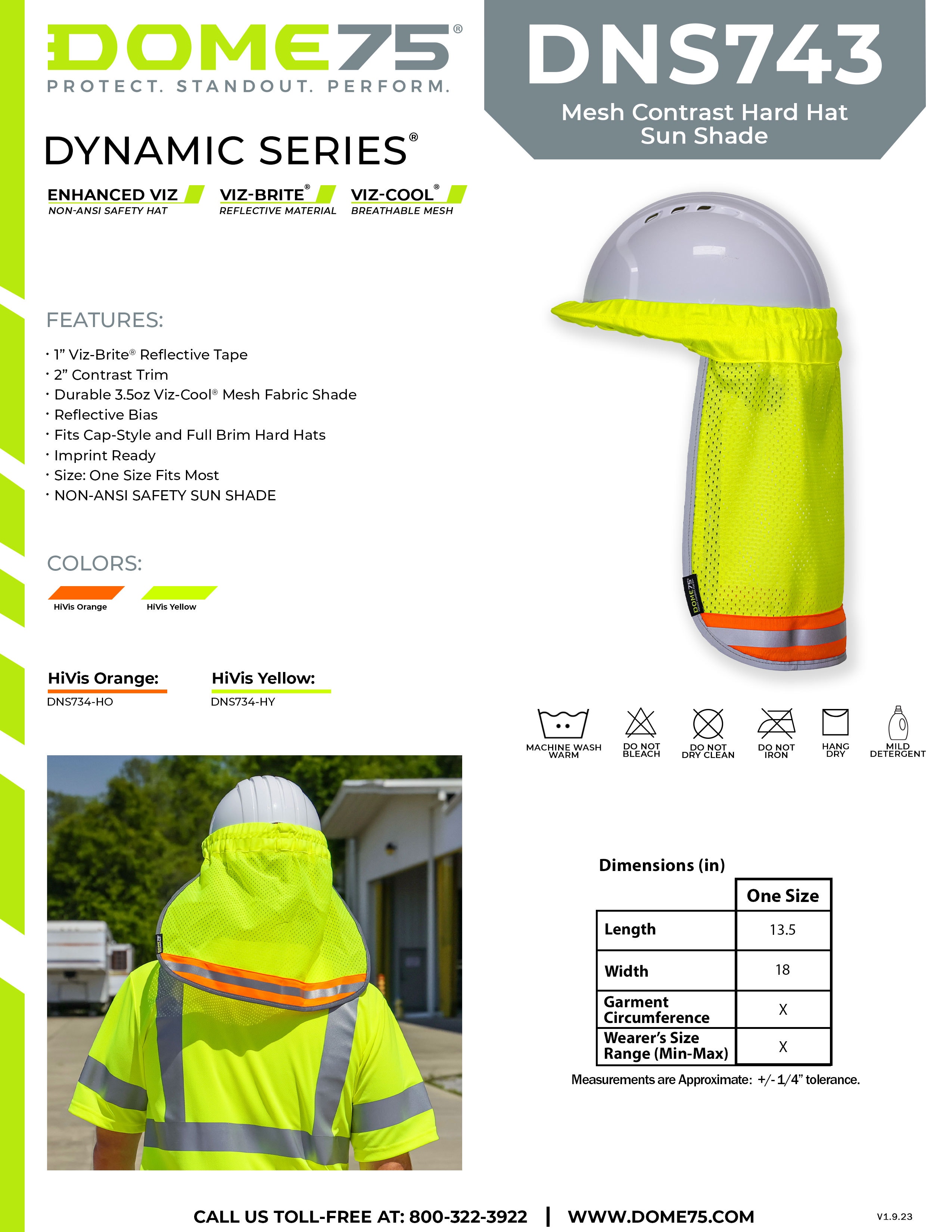 DOME75 Dynamic Series DNS743 Hard Hat Shade Sellsheet
