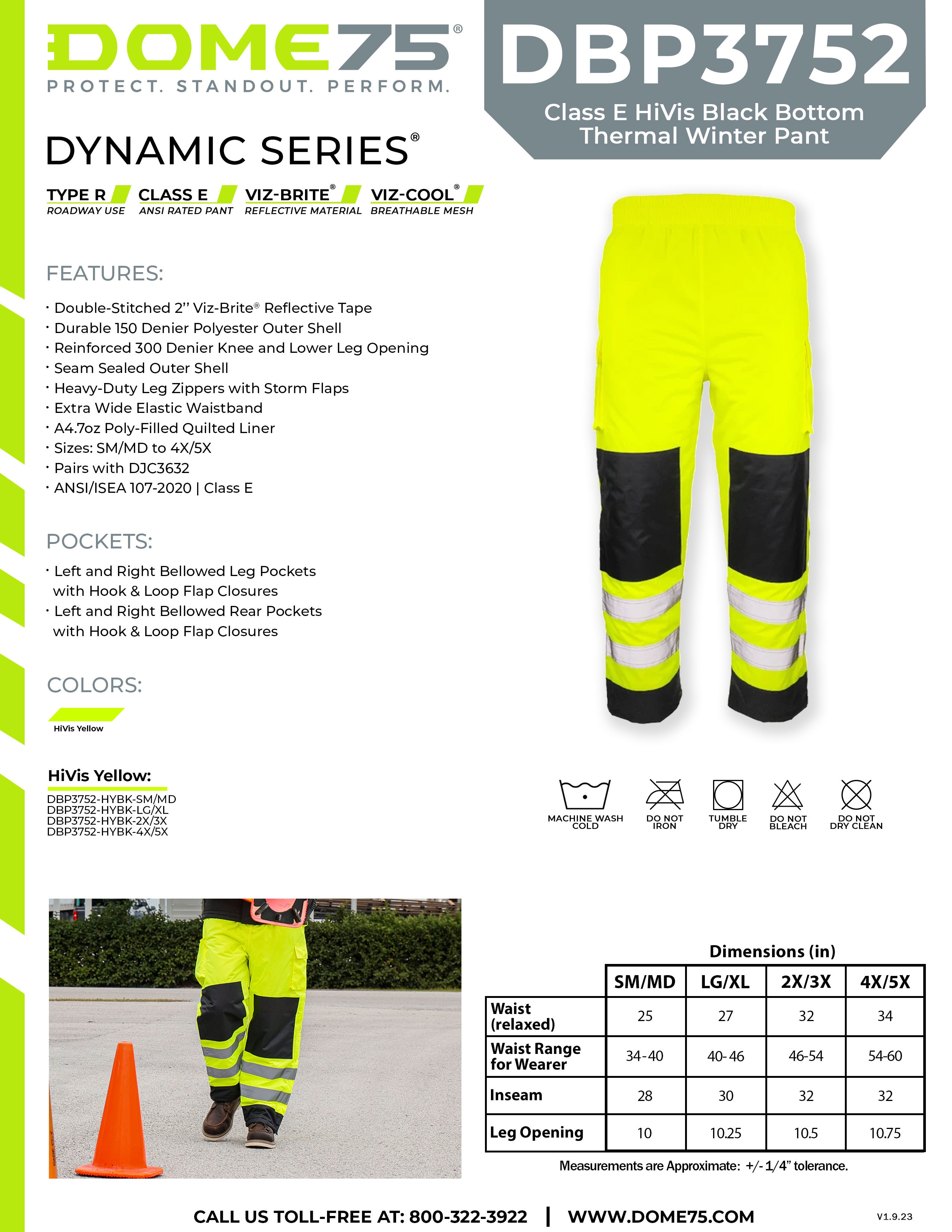 DOME75 DYNAMIC Series DBP3752 Thermal Winter Pant