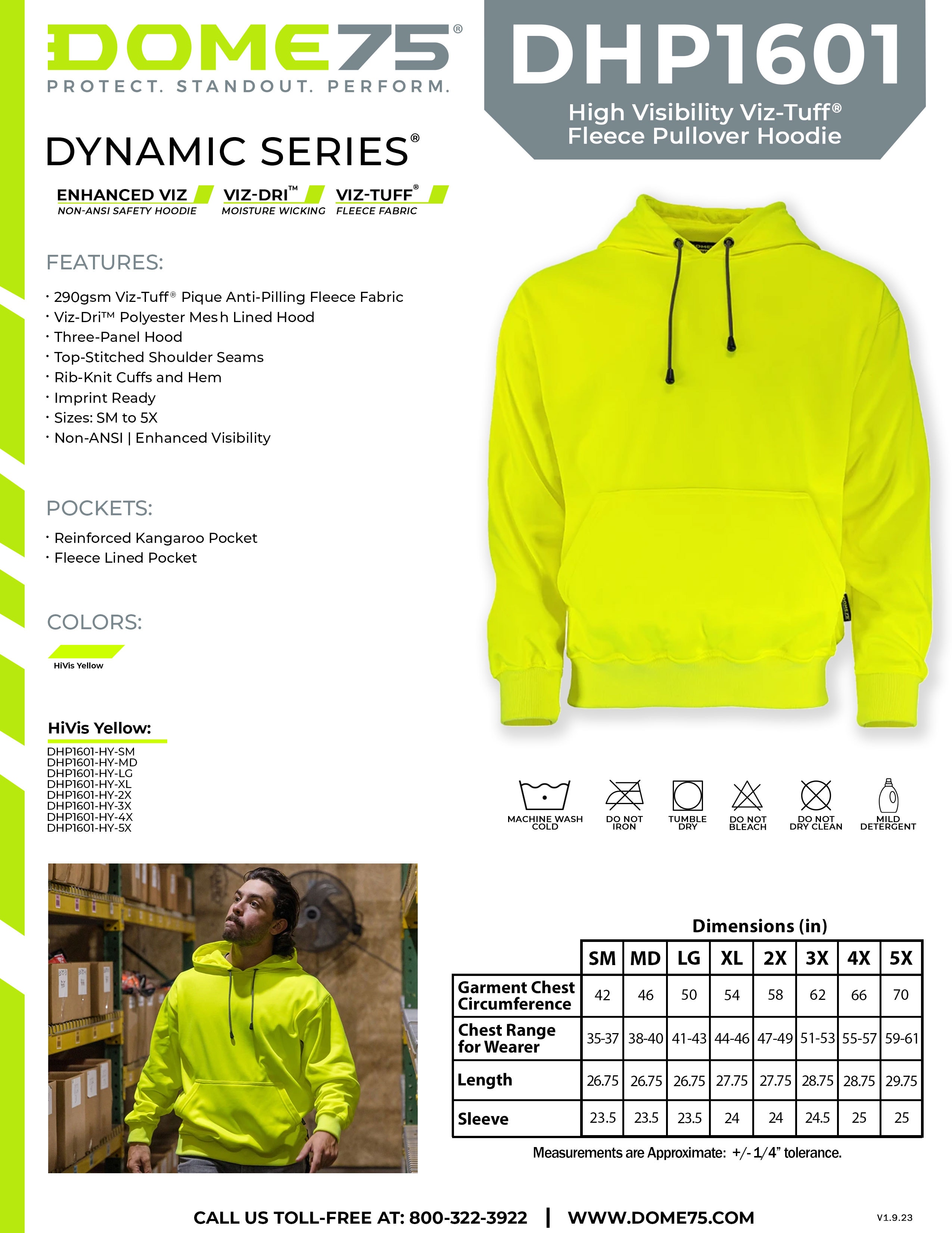 DOME75 DYNAMIC Series DHP1601 HiVis Pullover Sellsheet