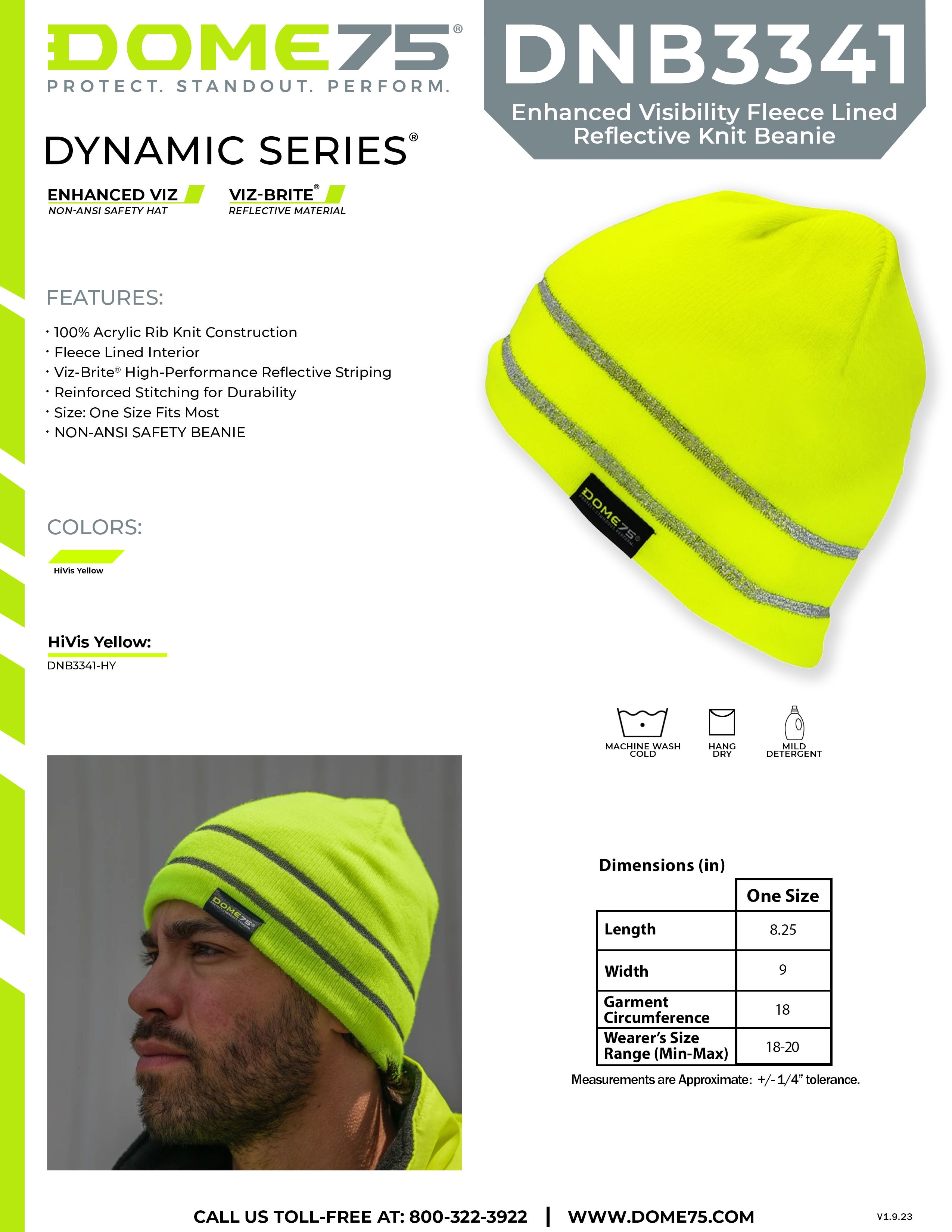 DOME75 DYNAMIC Series DNB3341 Fleece Beanie Sellsheet