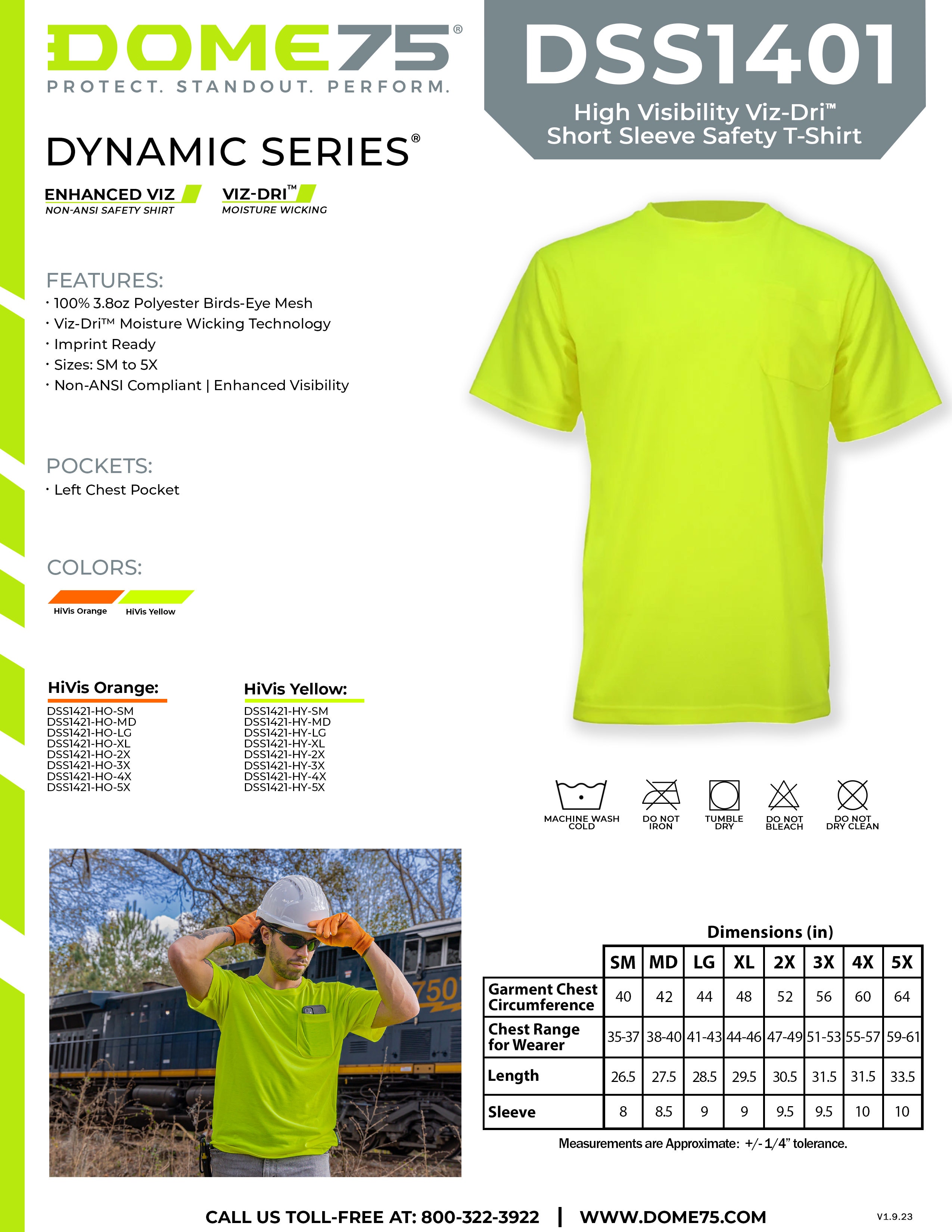 DOME75 DYNAMIC Series DSS1401 Short Sleeve T-Shirt Sellsheet