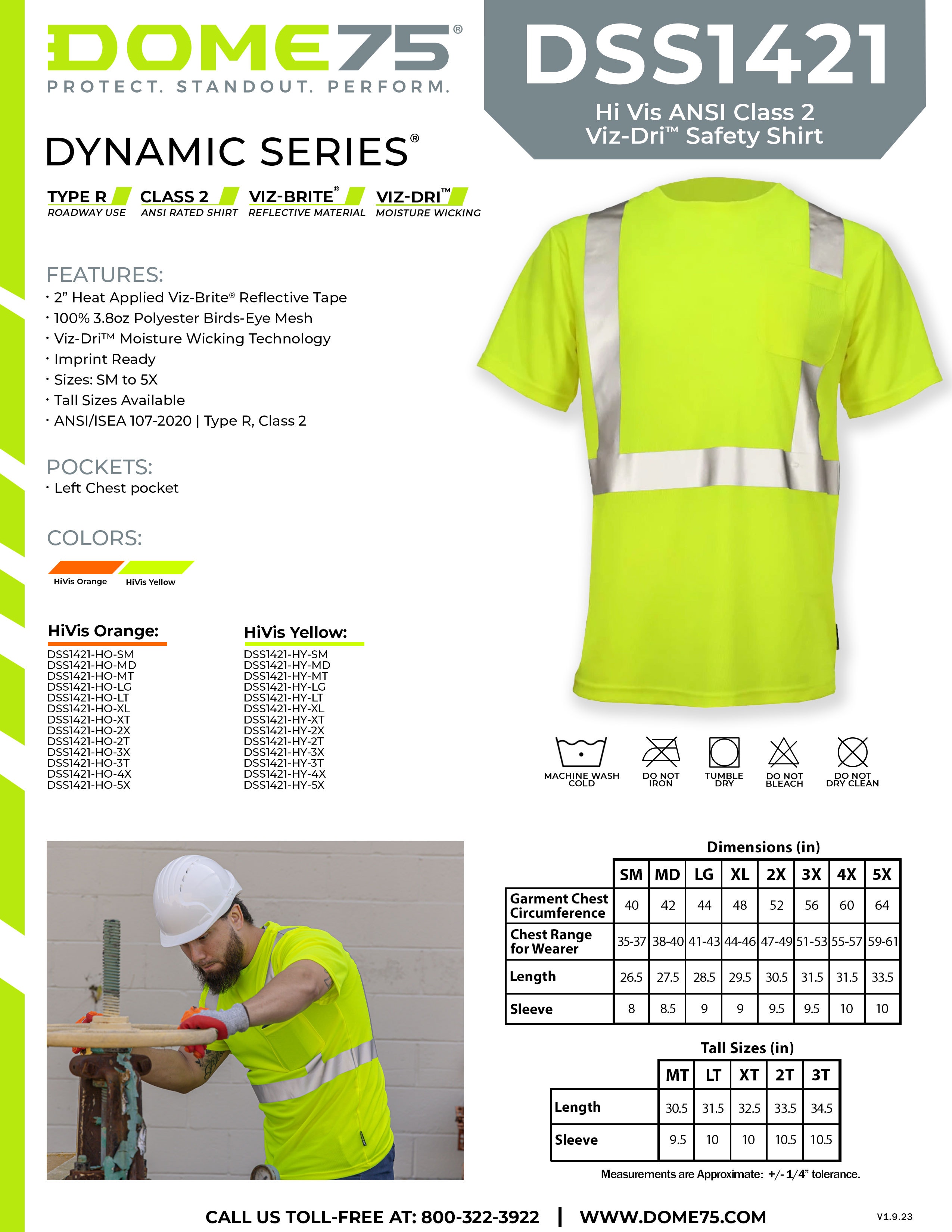 DOME75 DYNAMIC Series DSS1421 Short Sleeve T-Shirt Sellsheet