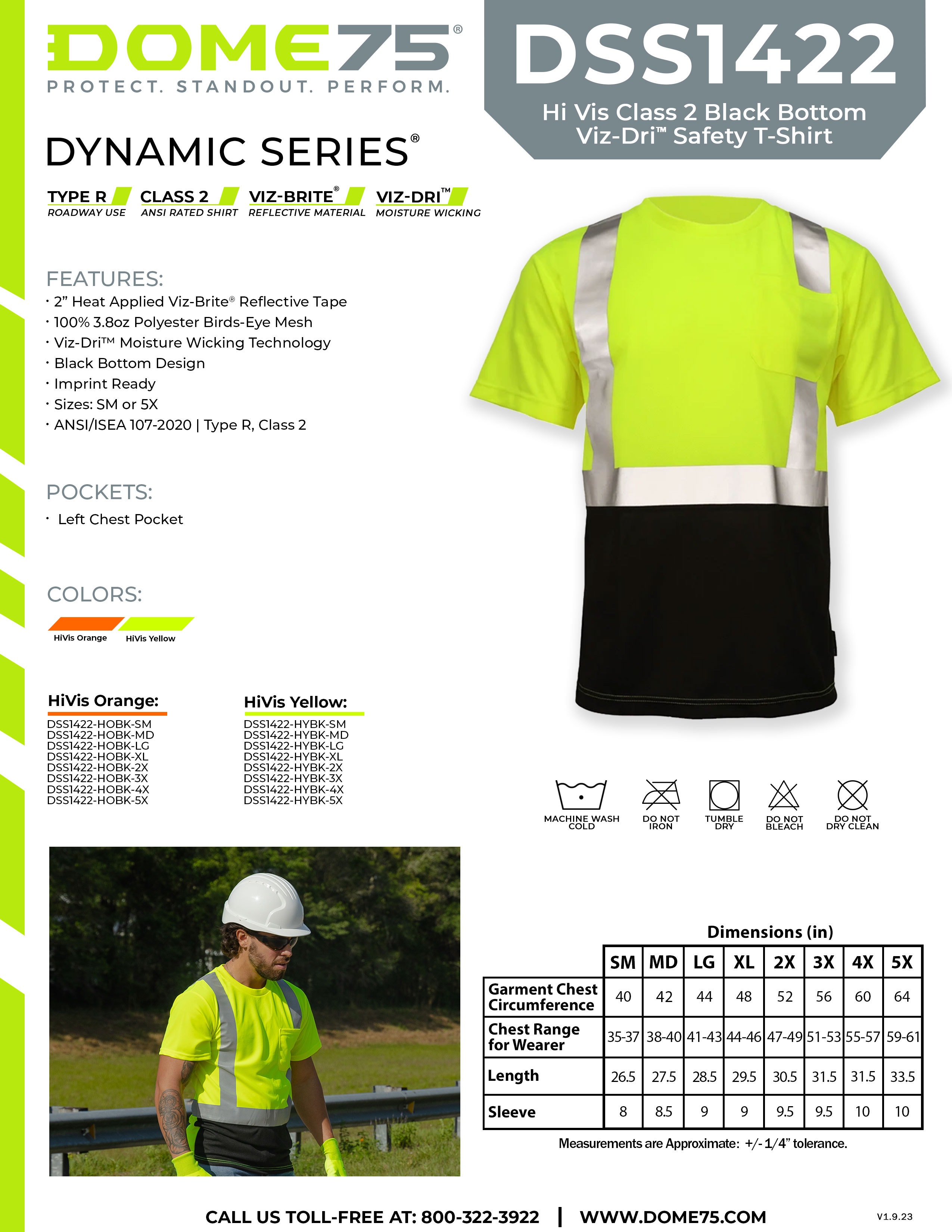 DOME75 DYNAMIC Series DSS1421 Short Sleeve T-Shirt Sellsheet