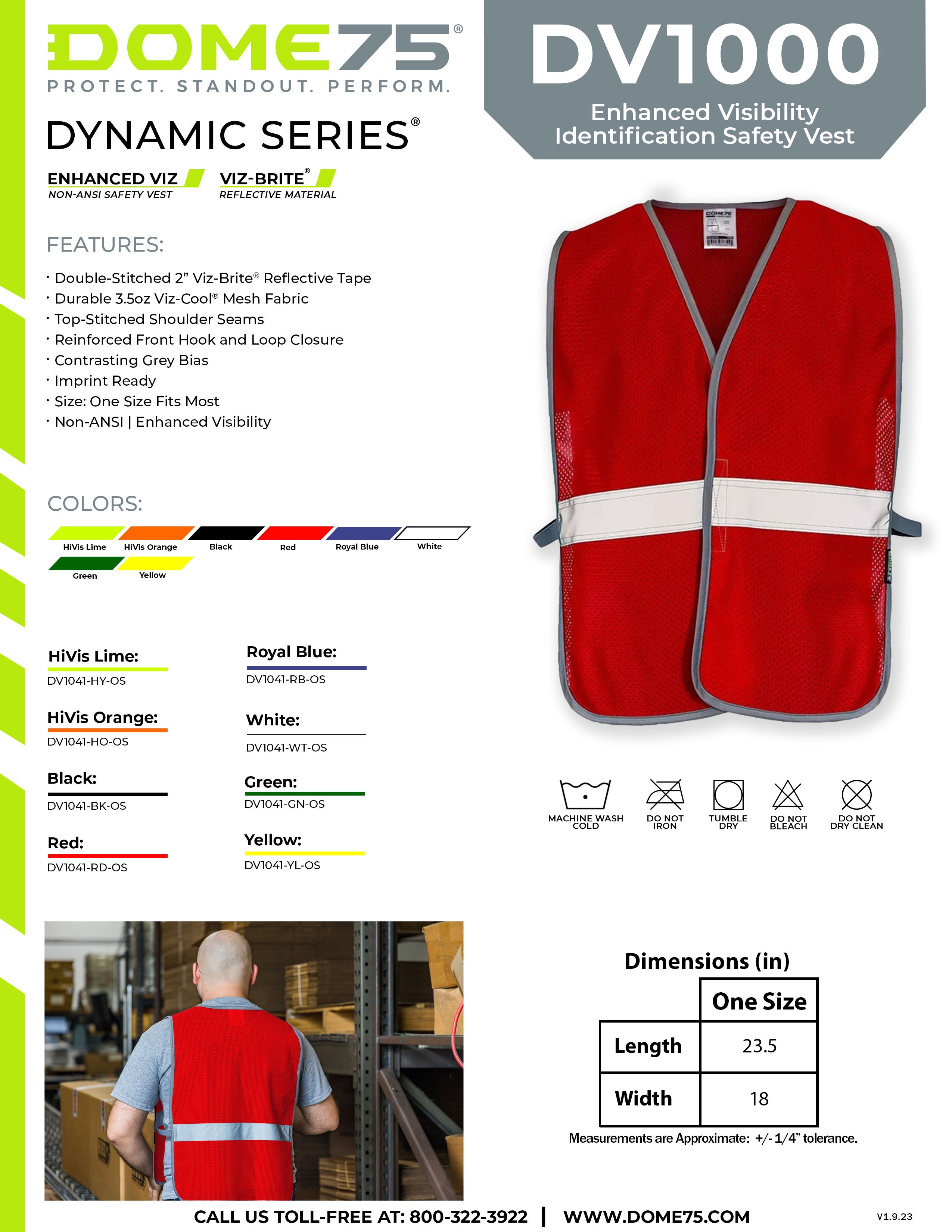 DOME75 DYNAMIC Series DV1000 Safety Vest Sellsheet