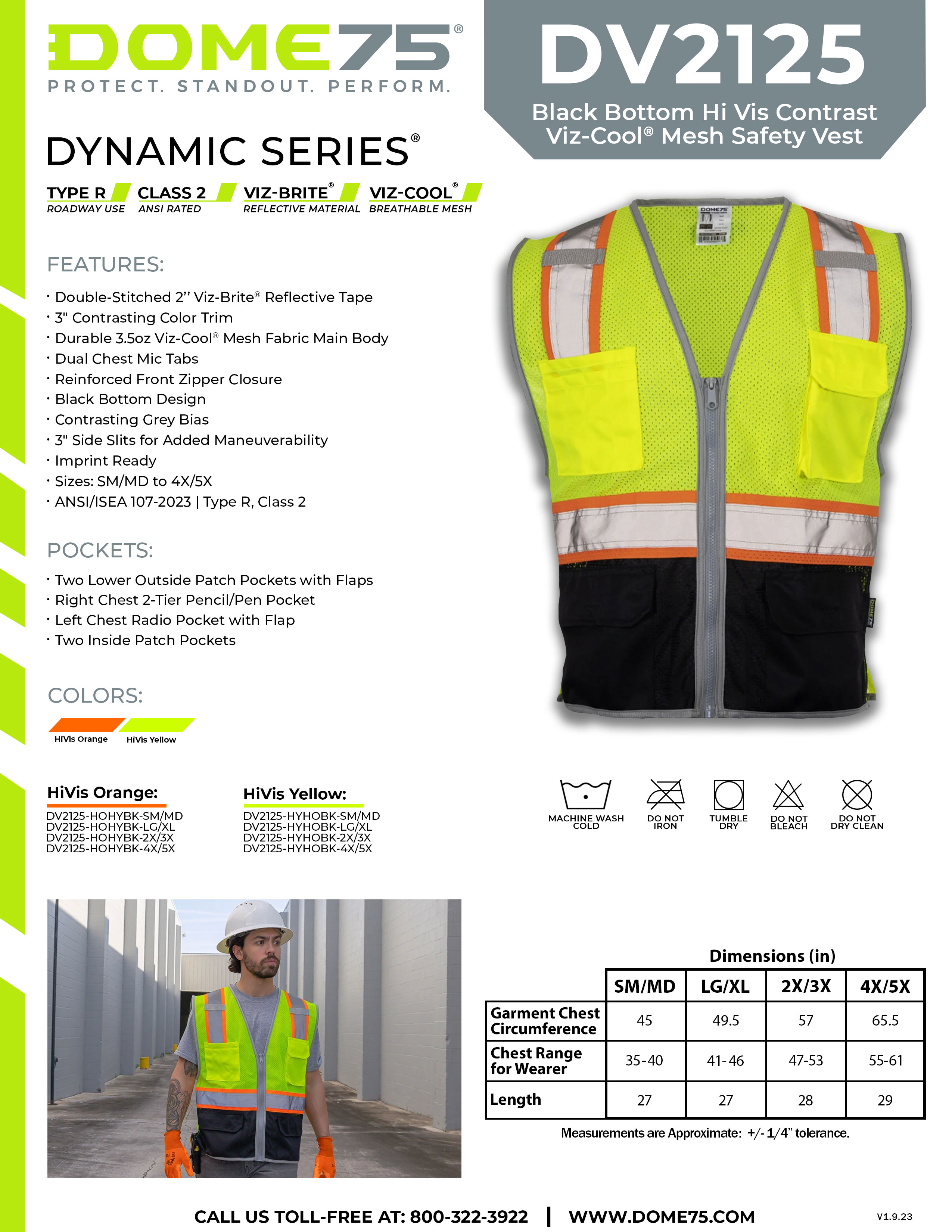 DOME75 DYNAMIC Series DV2123 Safety Vest Sellsheet
