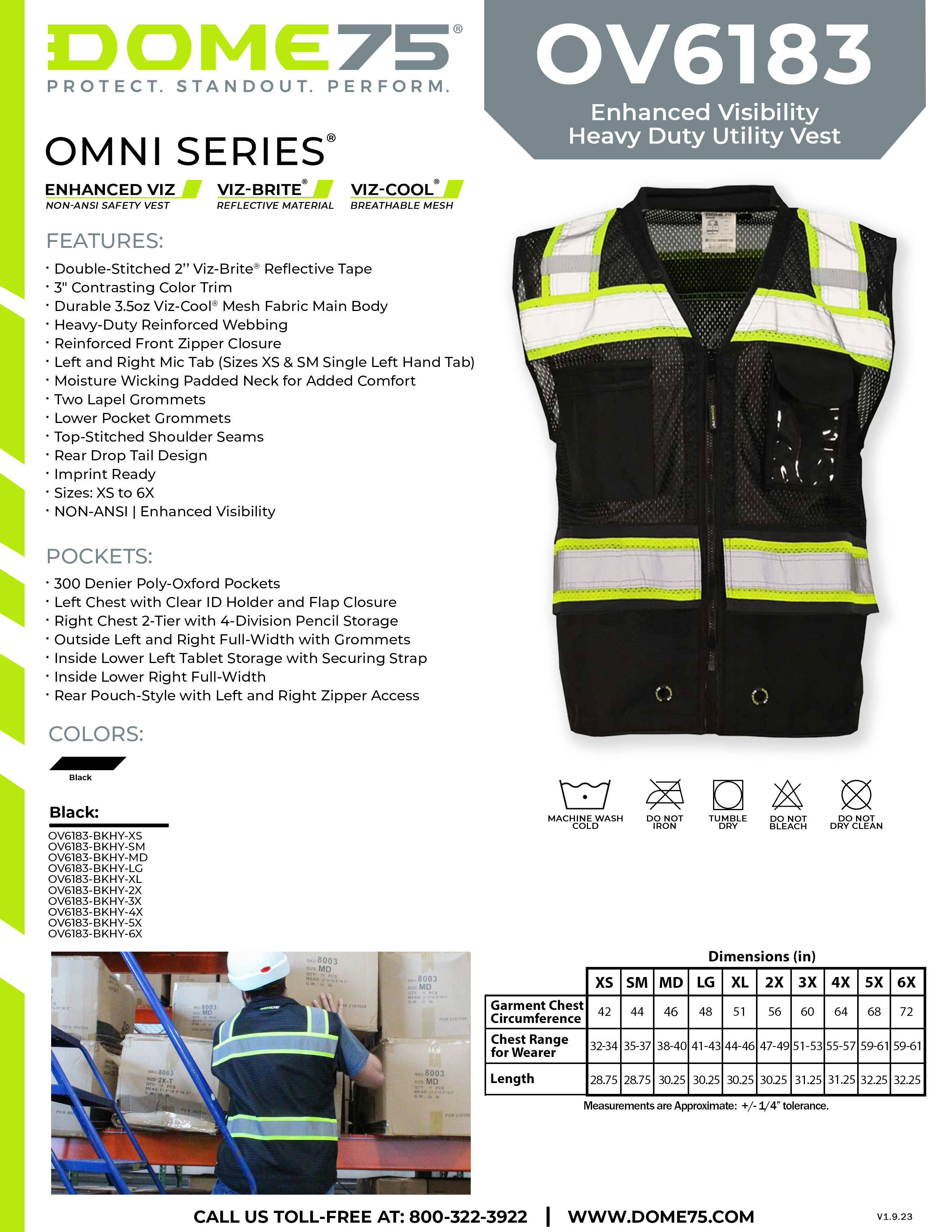 DOME75 OMNI Series OV6183-BK Safety Vest Sellsheet
